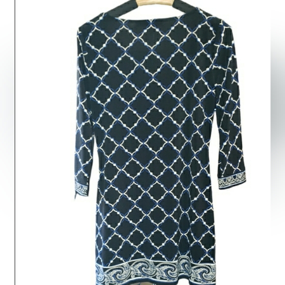 White House Black Market Black & White Print Dress Size Small Square Neck - Picture 7 of 7